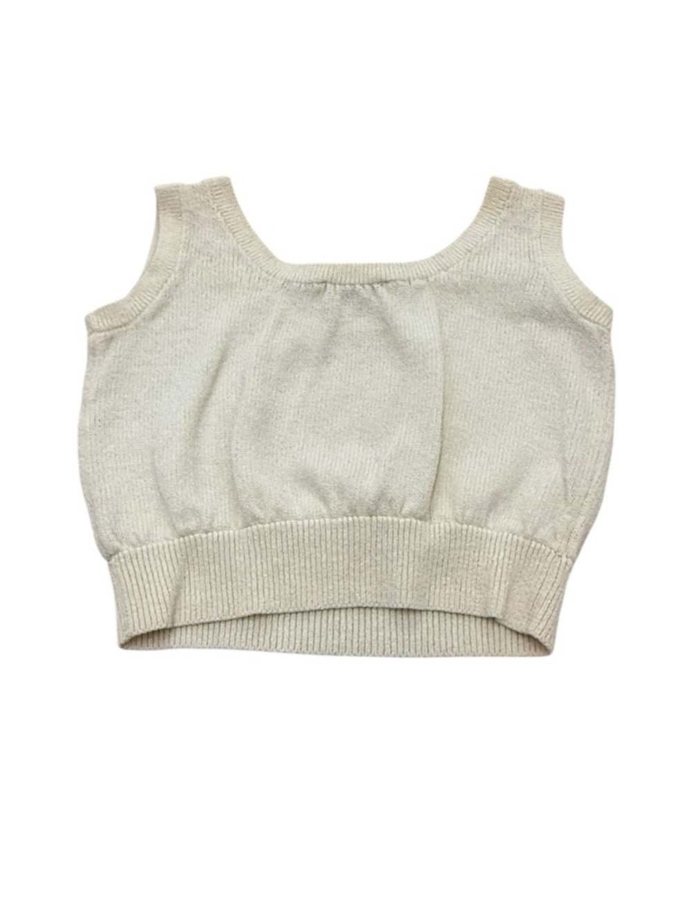 Womenโs Vintage St. John Knit Tank Top Cream Cotton USA 1990s
